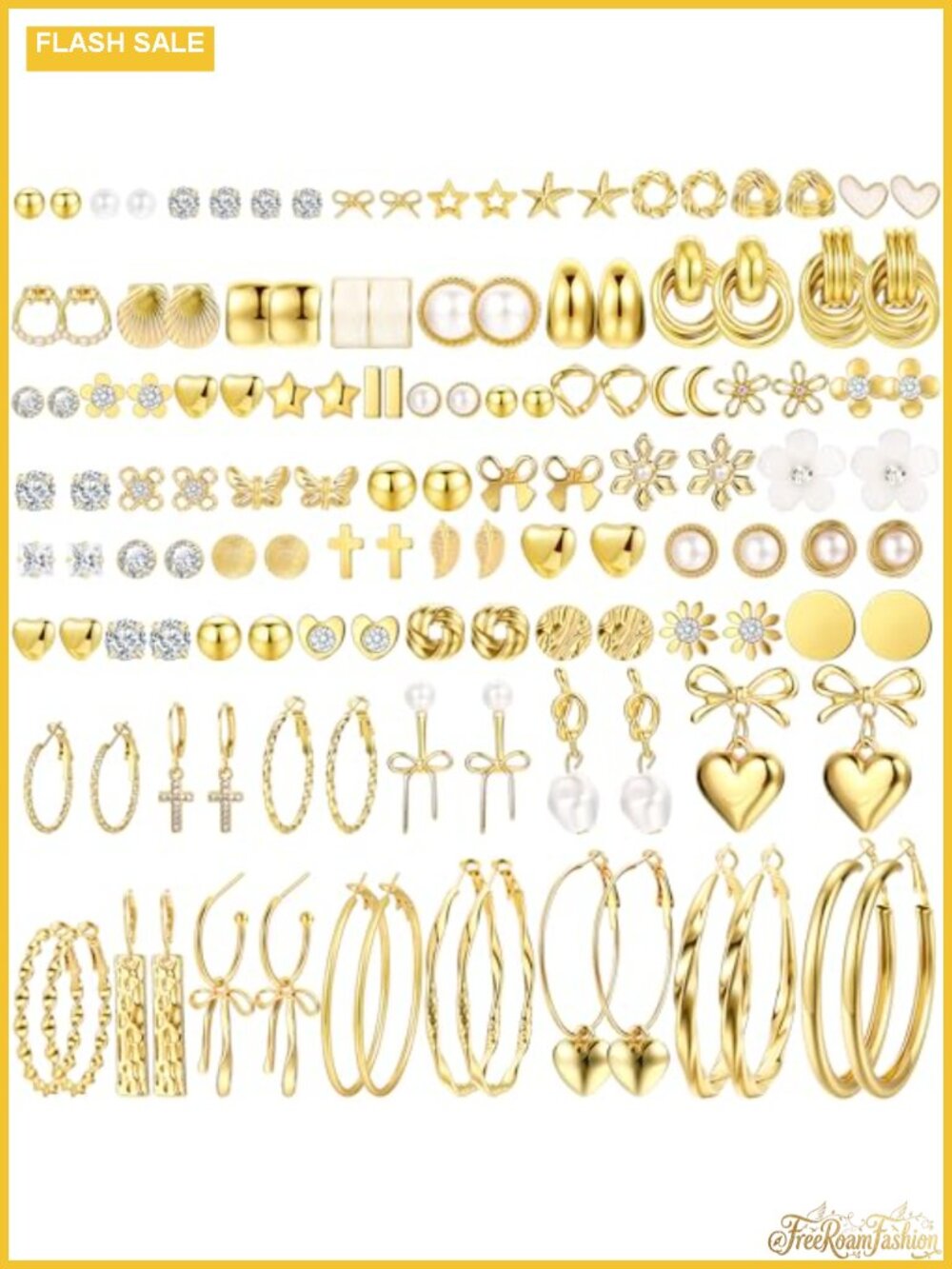 75 Pair Earring Set for Women Hypoallergenic Stud Hoop Drop Earrings Jewelry